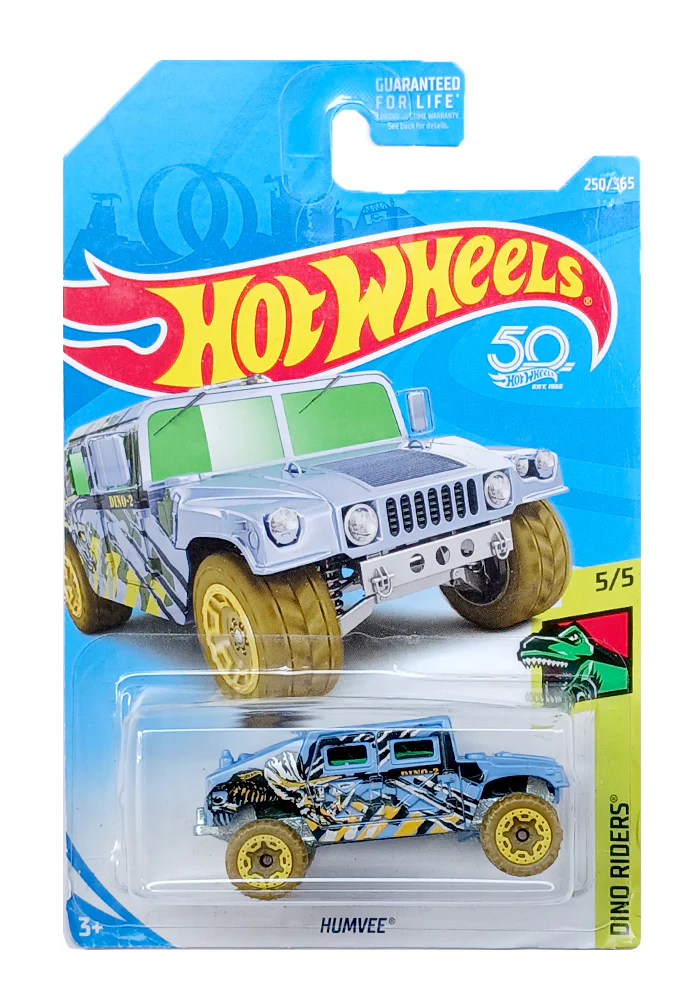 EXCLUSIVES Hot Wheels Humvee - Blue / Yellow - 2017 Card (With Protector Case)