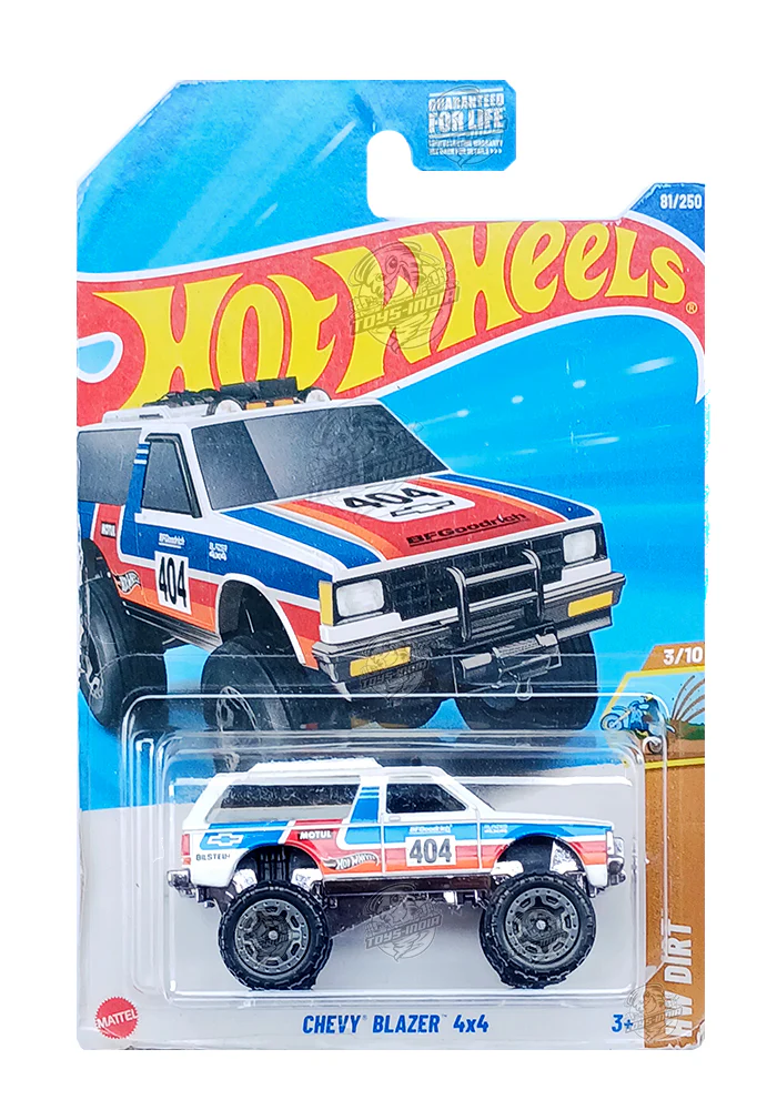 EXCLUSIVES Hot Wheels HW DIRT Chevy Blazer 4x4 - White / Red - 2024 Card (With Protector Case)