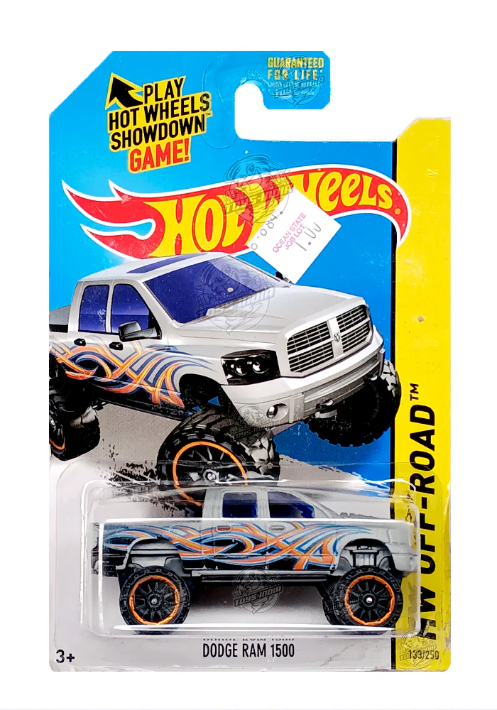 EXCLUSIVES Hot Wheels HW Off-Road Dodge Ram 1500 - Grey - 2013 Card (With Protector Case)
