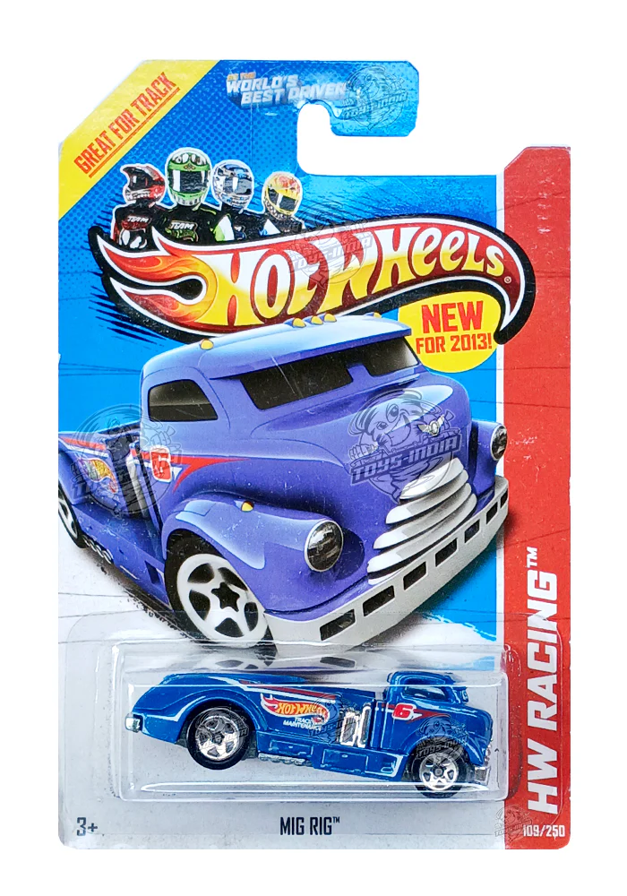 EXCLUSIVES Hot Wheels HW Racing Mig Rig - Blue - 2012 Card (With Protector Case)