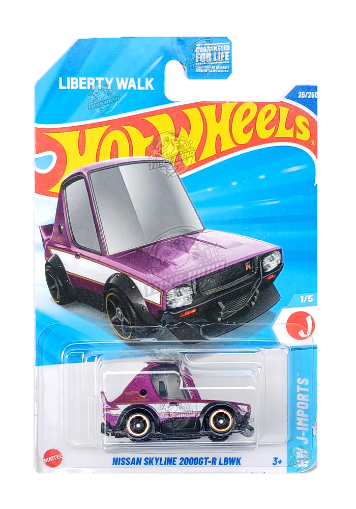 EXCLUSIVES Hot Wheels J-Imports Nissan Skyline 2000GT-R LBWK - Purple / White - 2024 Card
