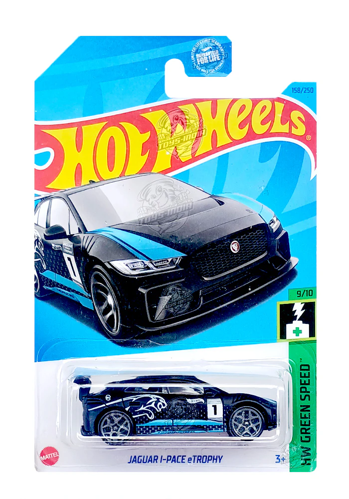 EXCLUSIVES Hot Wheels Jaguar I-Pace eTROPHY - Black - 2021 Card (Blister Damage / Car in Excellent Condition) (With Protector Case)