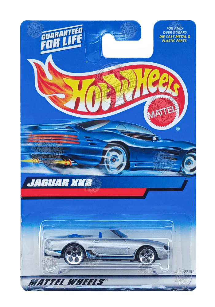 EXCLUSIVES Hot Wheels Jaguar XK8 - Silver - 1999 Card (With Protector Case)