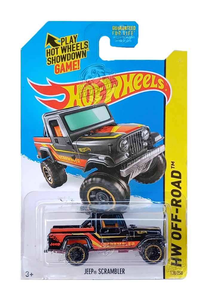 EXCLUSIVES Hot Wheels Jeep Scrambler - Black - 2013 Card (With Protector Case)