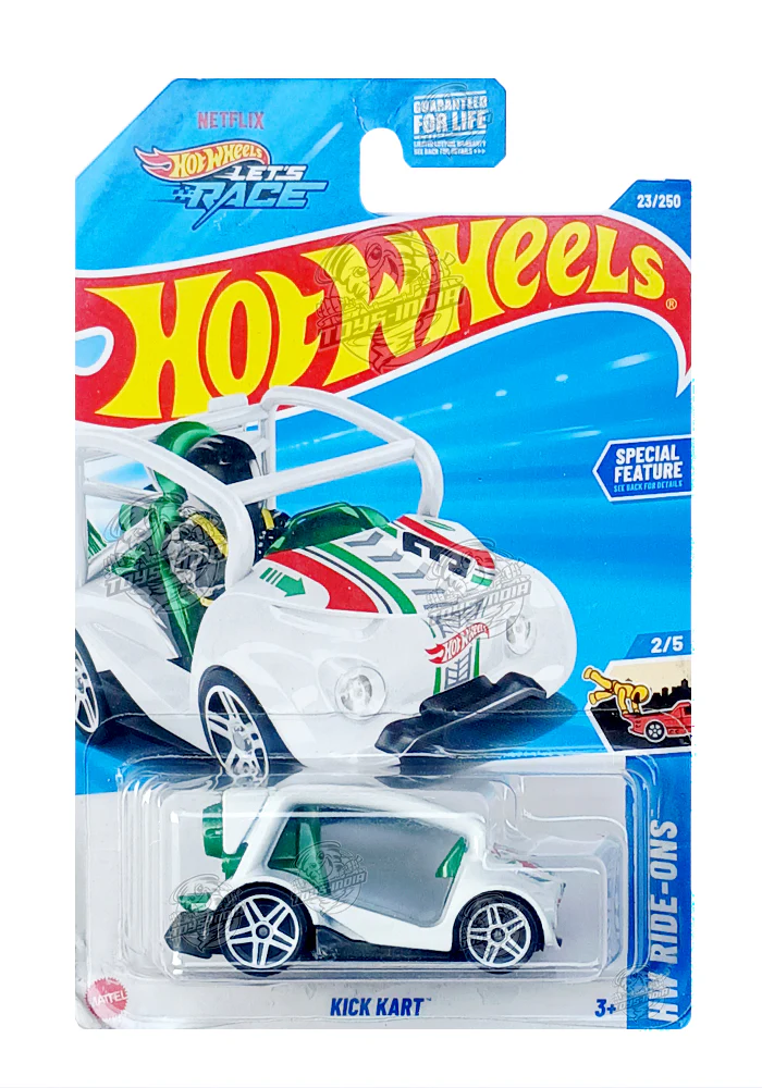 EXCLUSIVES Hot Wheels Kick Kart - White / Green - 2024 Card (Creased Card / Car in Excellent Condition) (With Protector Case)