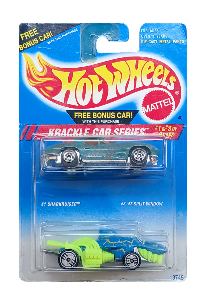 EXCLUSIVES Hot Wheels Kracle Car Series Sharkruiser & '63 Split Window - Green & Blue - 1994 Card (2-Pack)
