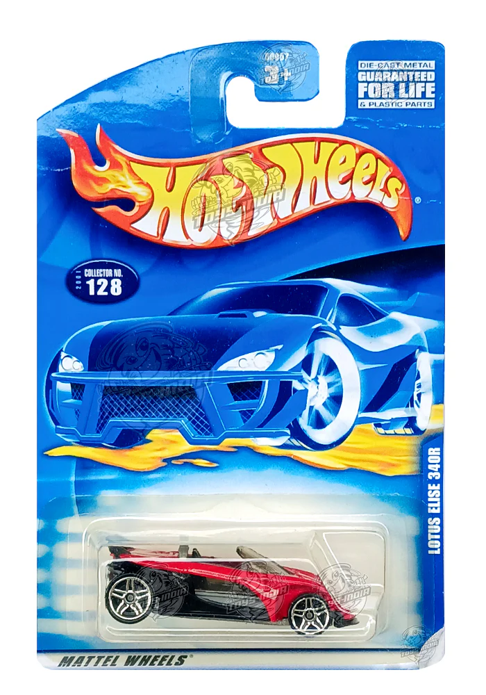 EXCLUSIVES Hot Wheels Lotus Elise 340R - Red / Black - 2000 Card (Creased Card / Car in Excellent Condition) (With Protector Case)