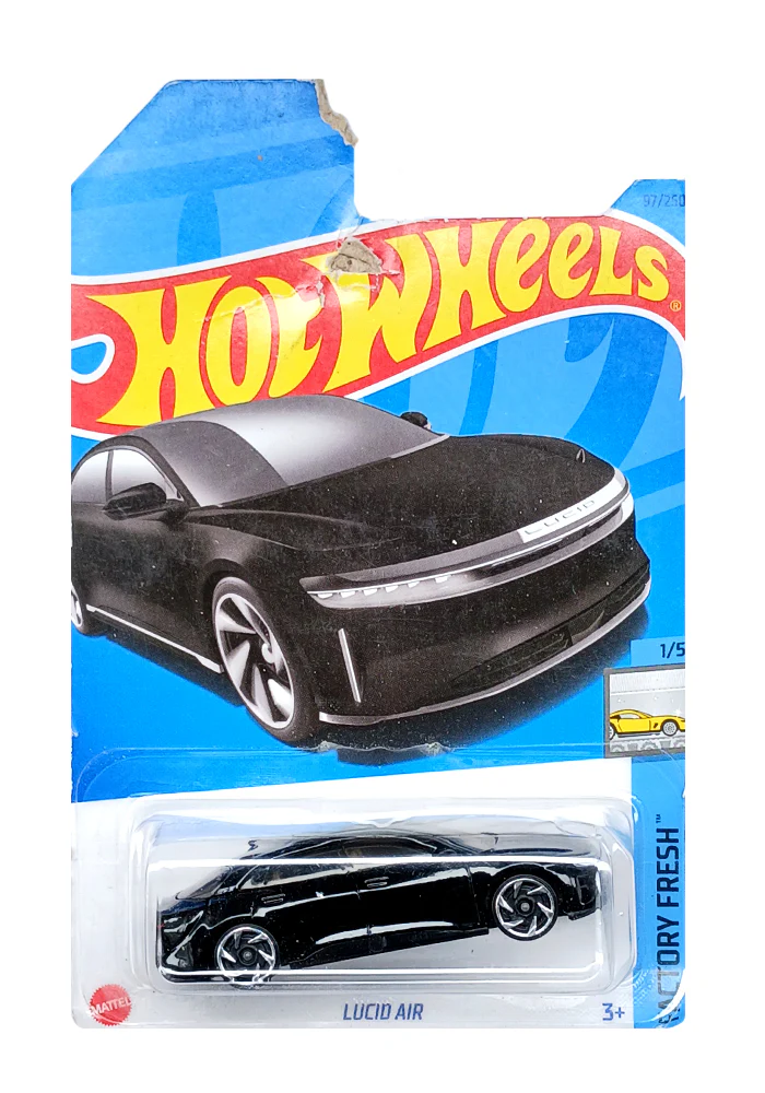 EXCLUSIVES Hot Wheels Lucid Air - Black - 2021 Card (Card Damage / Car in Excellent Condition) (With Protector Case) (Type 1)