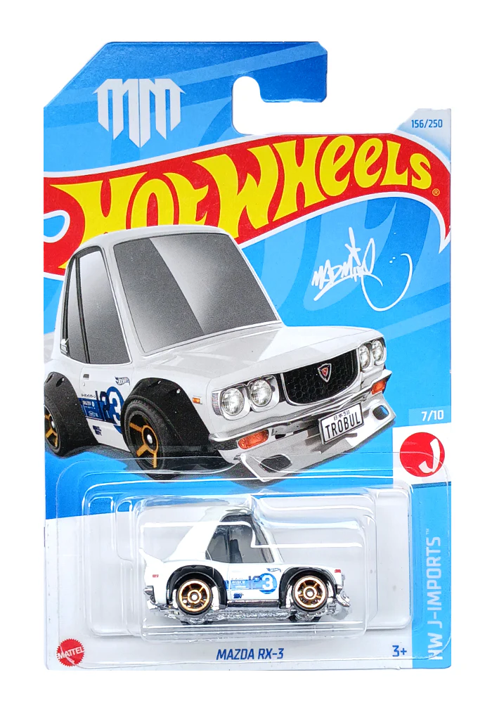 EXCLUSIVES Hot Wheels Mazda RX-3 - White - 2021 Card (With Protector Case)