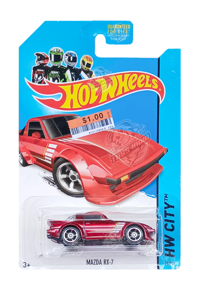 EXCLUSIVES Hot Wheels Mazda RX-7 - Red - 2013 Card (With Protector Case)