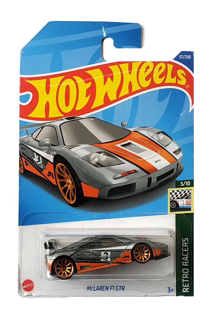 EXCLUSIVES Hot Wheels McLaren F1 GTR - Silver / Orange - 2021 Card (With Protector Case) - Image 2