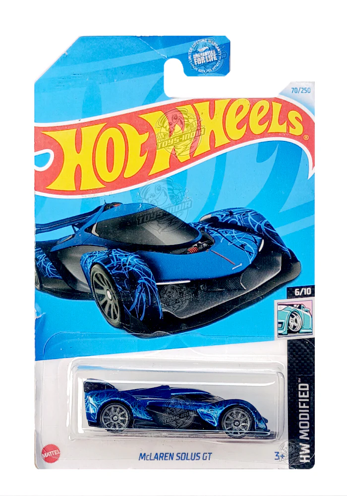 EXCLUSIVES Hot Wheels McLaren Solus GT - Blue - 2021 Card (Creased Card / Car in Excellent Condition) (With Protector Case)