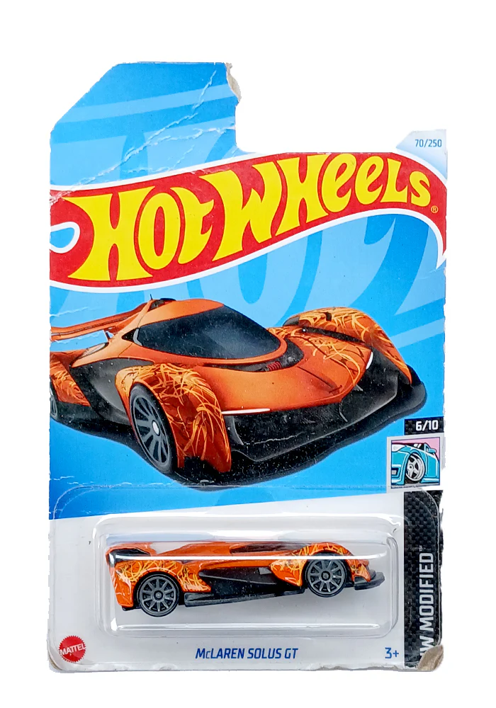EXCLUSIVES Hot Wheels McLaren Solus GT - Orange - 2021 Card (Card Damage / Car in Excellent Condition) (With Protector Case)