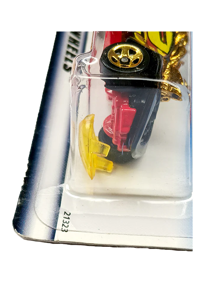 EXCLUSIVES Hot Wheels Mega Graphics Series Turbo Flame - Black / Yellow - 1998 Card (Loose Piece from Car) (With Protector Case) - Image 2