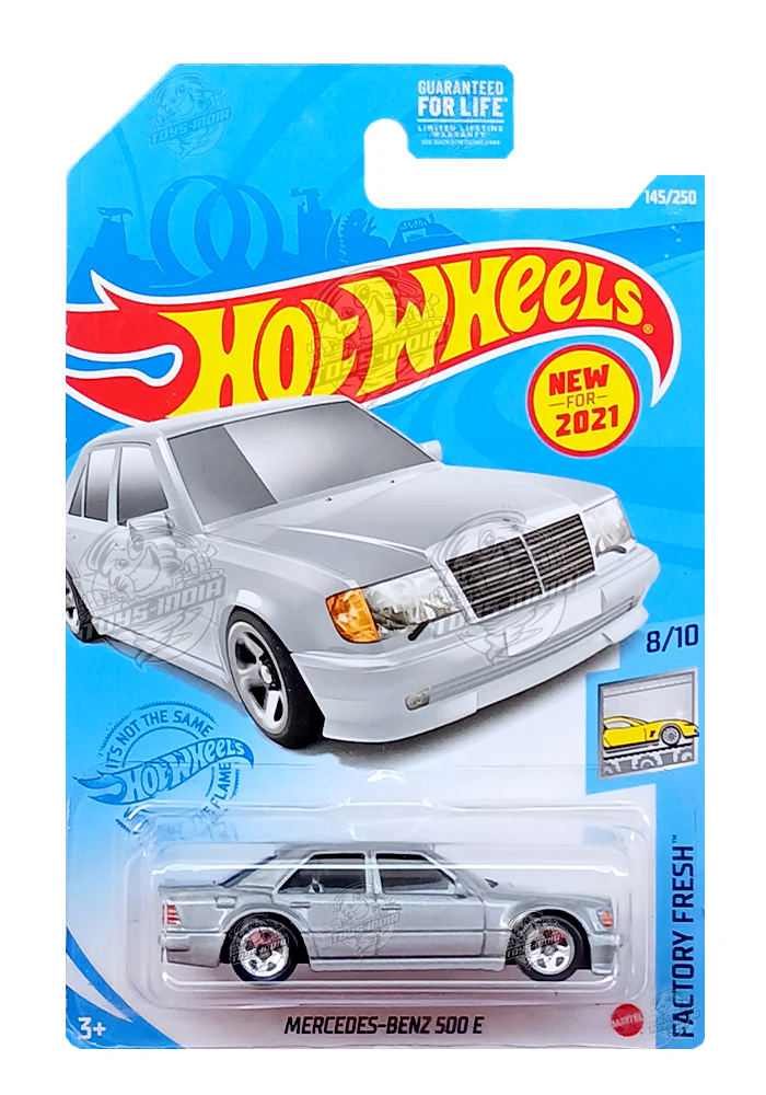 EXCLUSIVES Hot Wheels Mercedes-Benz 500 E - Silver - 2020 Card (With Protector Case)