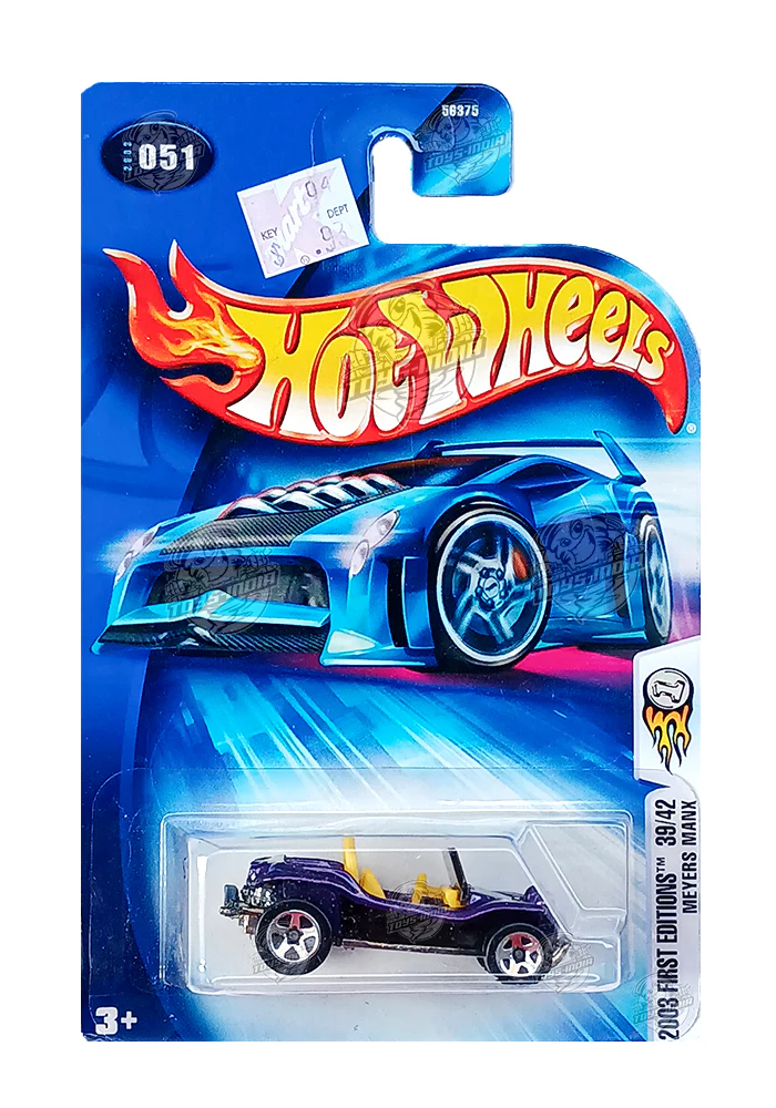 EXCLUSIVES Hot Wheels Meyers Manx - Purple - 2003 Card (With Protector Case)