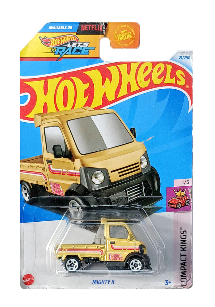 EXCLUSIVES Hot Wheels Mighty K - Yellow - 2021 Card (Crease Card / Car in Excellent Condition) (With Protector Case)