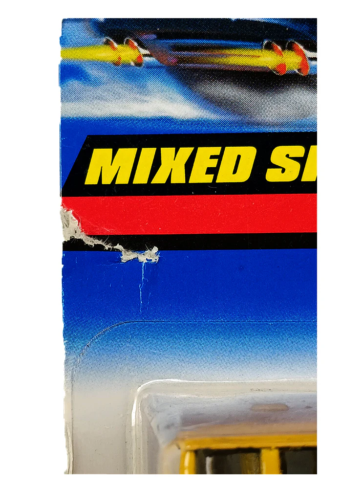 EXCLUSIVES Hot Wheels Mixed Signals Series School Bus - Yellow - 1997 Card (Card Damage / Car in Excellent Condition) (With Protector Case) - Image 2