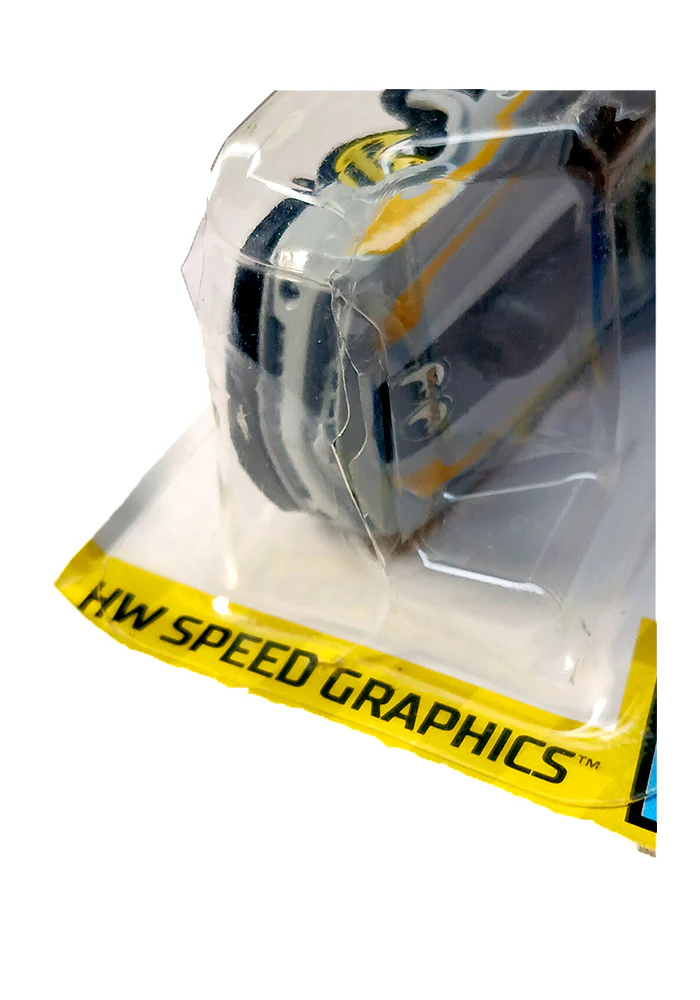 EXCLUSIVES Hot Wheels Mooneyes '10 Pro Stock Camaro - Grey / Yellow- 2017 Card (Blister Damage / Car in Excellent Condition) (With Protector Case) - Image 2