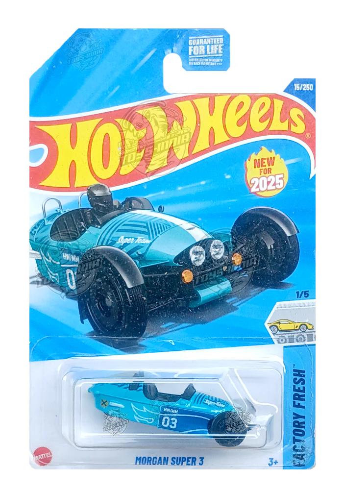 EXCLUSIVES Hot Wheels Morgan Super 3 - Green / Blue - 2024 Card (With Protector Case)