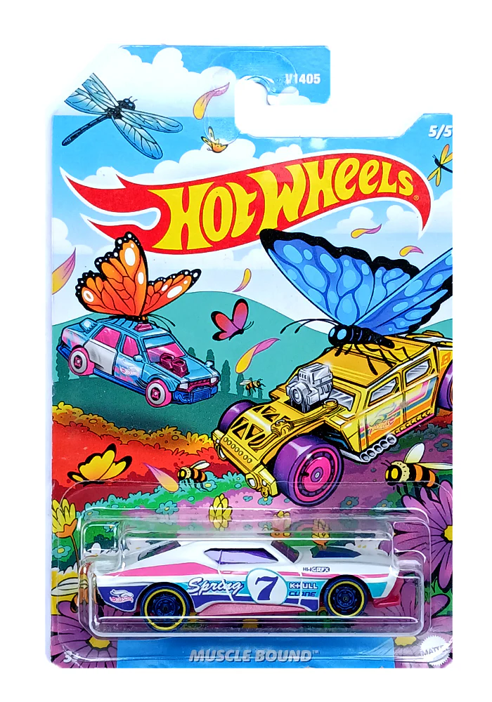 EXCLUSIVES Hot Wheels Muscle Bound - White - 2023 Card (With Protector Case)