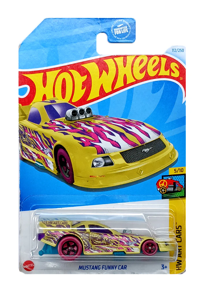 EXCLUSIVES Hot Wheels Mustang Funny Car - Yellow - 2021 Card (Creased Card / Car in Excellent Condition) (With Protector Case)