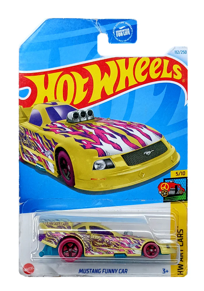 EXCLUSIVES Hot Wheels Mustang Funny Car - Yellow - 2021 Card (Creased Card / Car in Excellent Condition) (With Protector Case) - Image 2