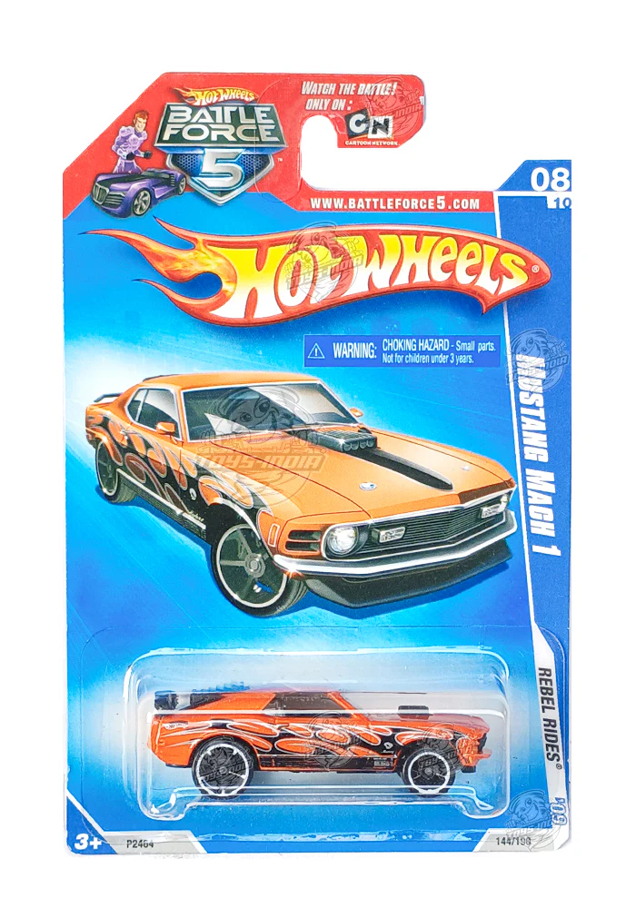 EXCLUSIVES Hot Wheels Mustang Mach 1 - Orange / Black - 2008 Card (With Protector Case)
