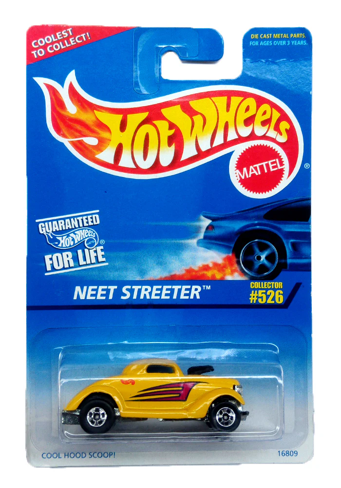 EXCLUSIVES Hot Wheels Neet Streeter - Yellow - 1996 Card (Made in India) (With Protector Case) - Image 2