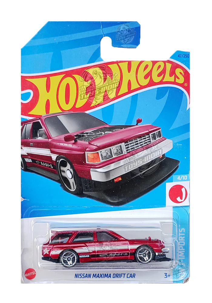 EXCLUSIVES Hot Wheels Nissan Maxima Drift Car - Red - 2021 (Card Damage / Car in Excellent Condition) (With Protector Case)