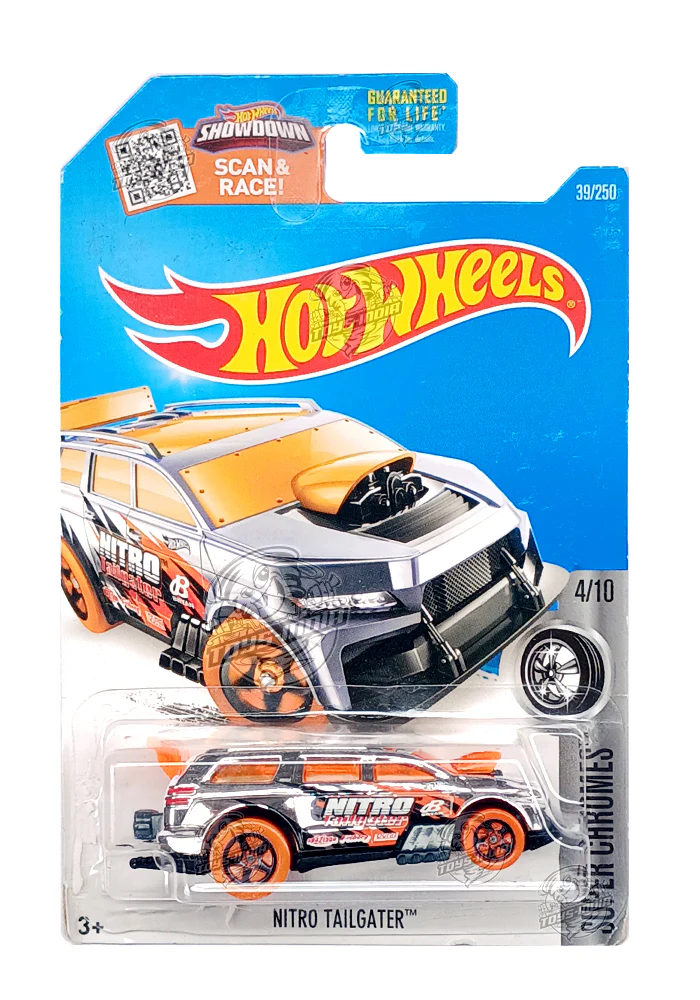 EXCLUSIVES Hot Wheels Nitro Tailgater - Silver / Orange - 2015 Card (With Protector Case)