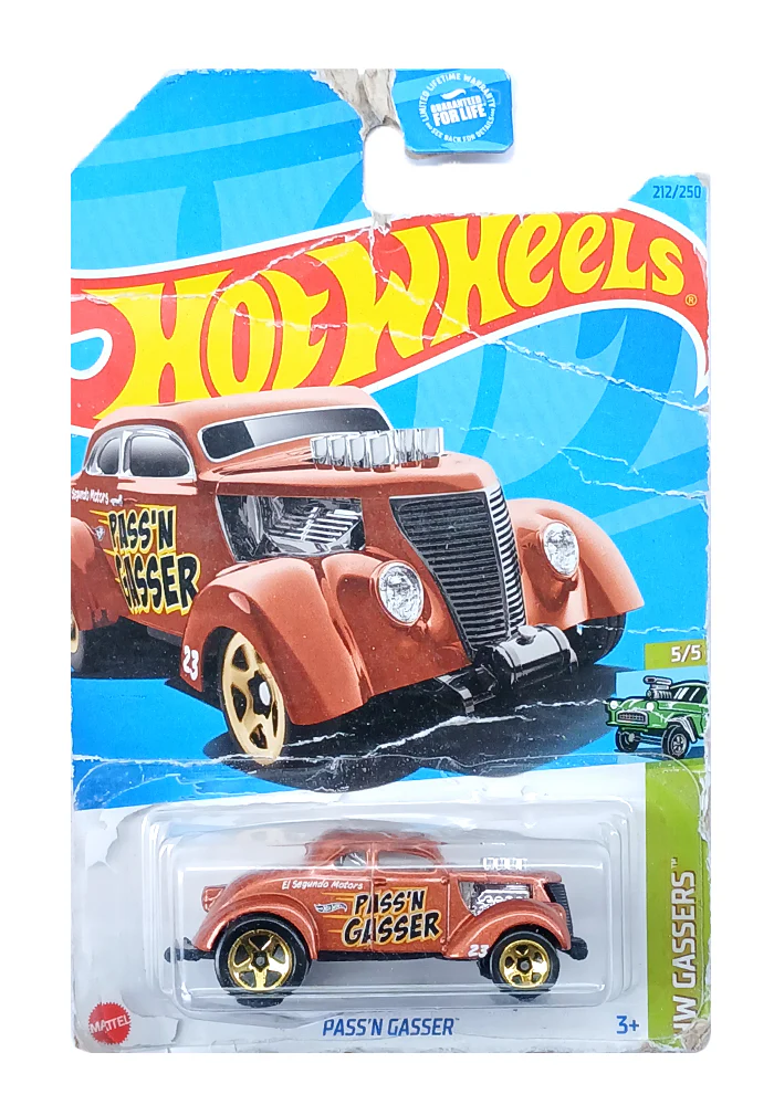 EXCLUSIVES Hot Wheels Pass 'N Gasser - Brown - 2021 Card (Card Damage / Car in Excellent Condition) (With Protector Case)