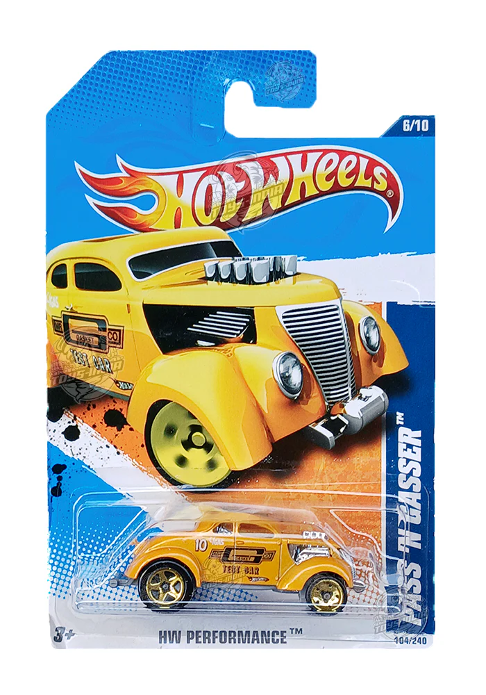EXCLUSIVES Hot Wheels Pass 'N Gasser - Yellow - 2010 Card (With Protector Case) - Image 2