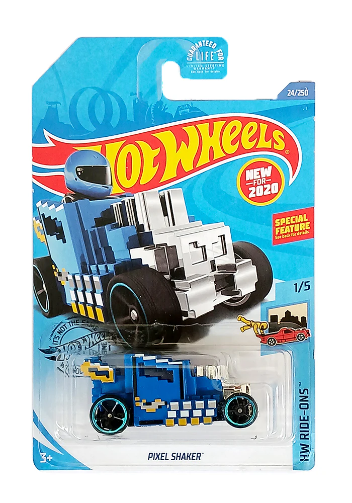 EXCLUSIVES Hot Wheels Pixel Shaker - Blue / Silver - 2017 Card (With Protector Case)