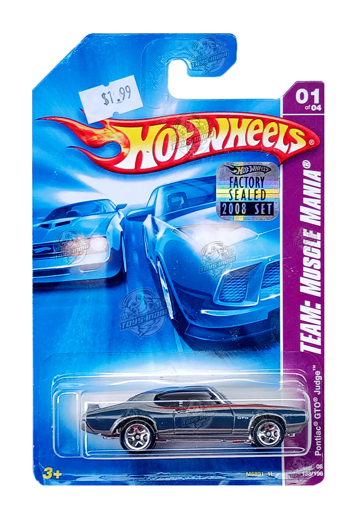 EXCLUSIVES Hot Wheels Factory Sealed Pontiac GTO Judge - Silver / Grey - 2007 Card (With Protector Case)
