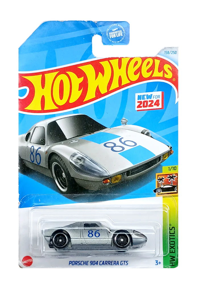 EXCLUSIVES Hot Wheels Porsche 904 Carrera GTS - Silver / Blue - 2021 Card (Creased Card / Car in Excellent Condition) (With Protector Case))