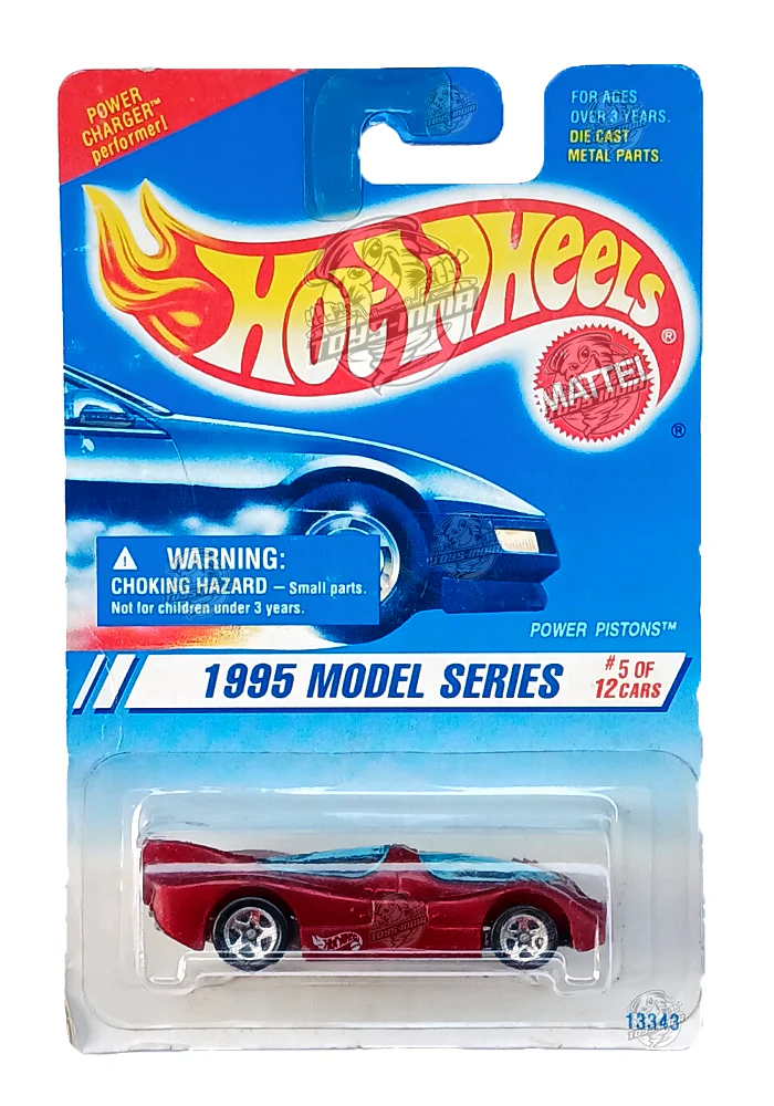 EXCLUSIVES Hot Wheels 1995 Model Series Power Pistons - Red - 1994 Card (With Protector Case)