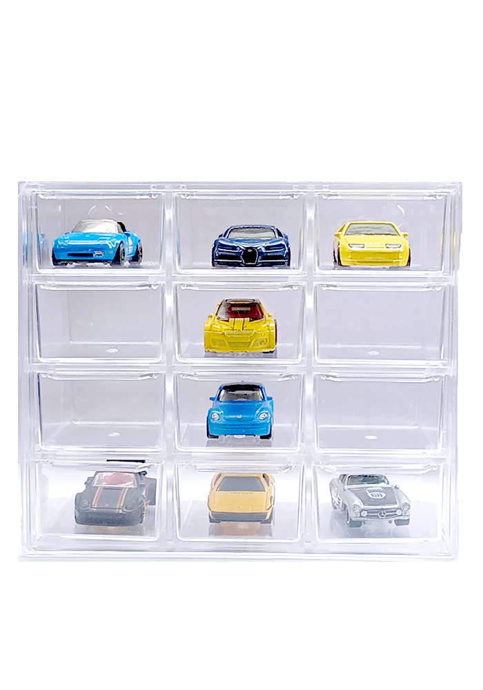EXCLUSIVES Hot Wheels Premium - 12 Car Display - Drawer Style Collector Plastic Case (Type 1) - 1:64 Scale (CAR NOT INCLUDED)
