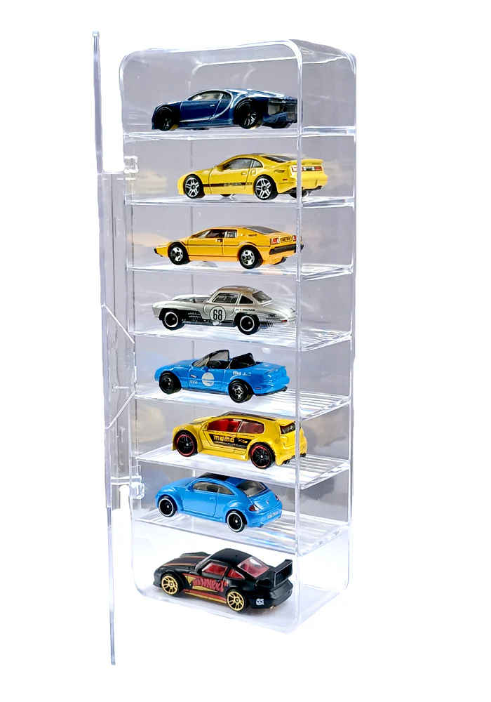 EXCLUSIVES Hot Wheels Premium - 8 Cars Display - Single Line Transparent Vertical Collector Plastic Case with Front Flap - 1:64 Scale (Type 5) (CARS NOT INCLUDED) - Image 2