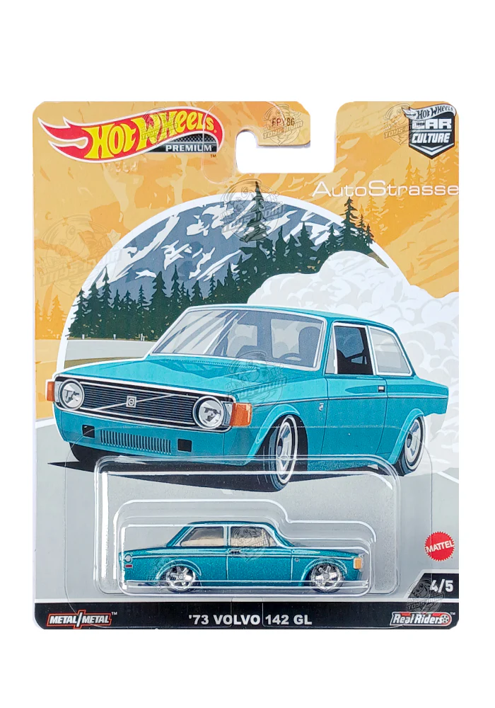 EXCLUSIVES Hot Wheels Premium Auto Strasse '73 Volvo 142 GL - Green - 2022 Card