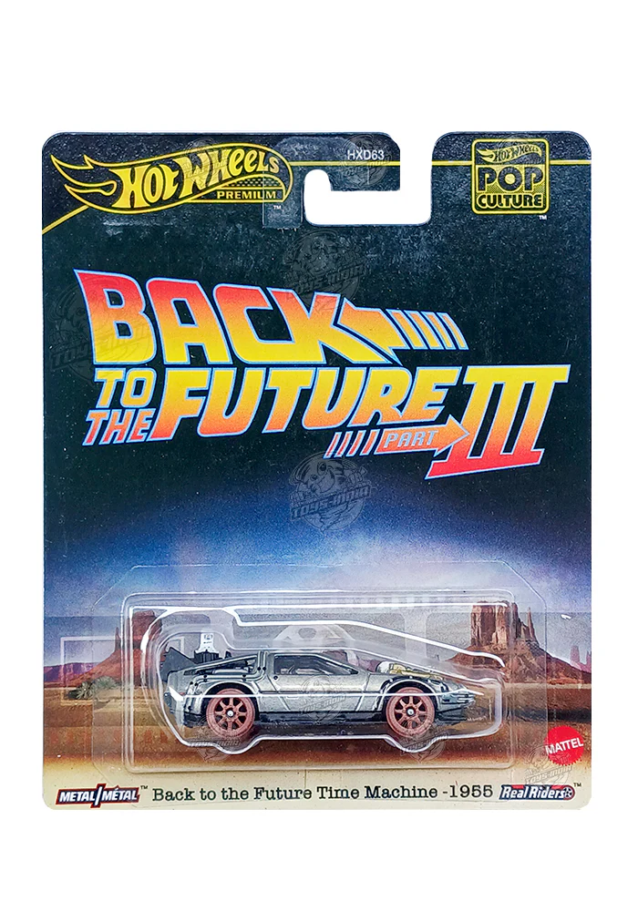 EXCLUSIVES Hot Wheels Premium Back To The Future III Time Machine 1955 - Silver - 2025 Card (With Protector Case)
