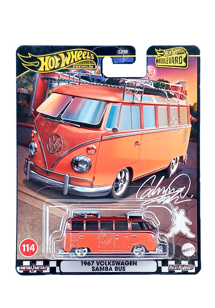 EXCLUSIVES Hot Wheels Premium Boulevard 1967 Volkswagen Samba Bus - Orange - 2022 Card