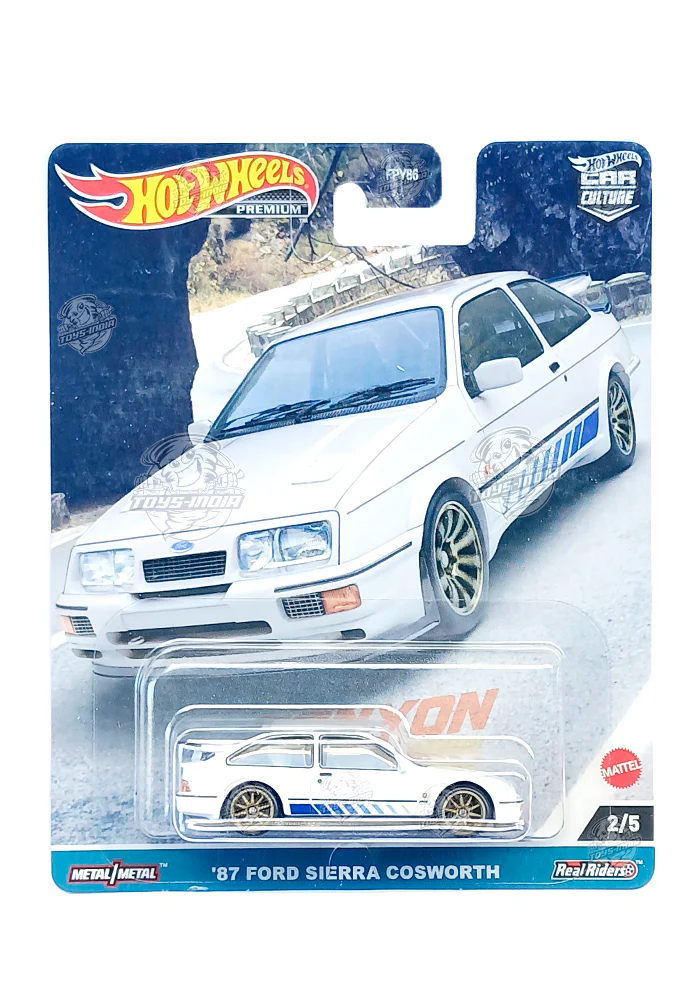 EXCLUSIVES Hot Wheels Premium Canyon Warriors '87 Ford Sierra Cosworth - White - 2022 Card