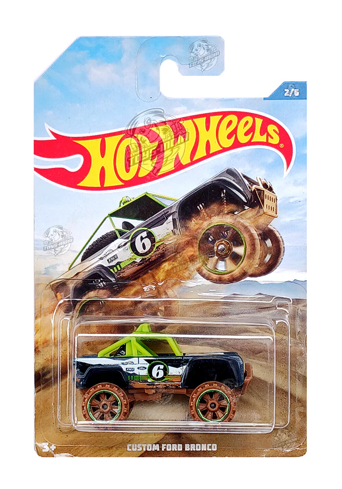 EXCLUSIVES Hot Wheels Premium Custom Ford Bronco - Black / Green - 2018 Card (With Protector Case)