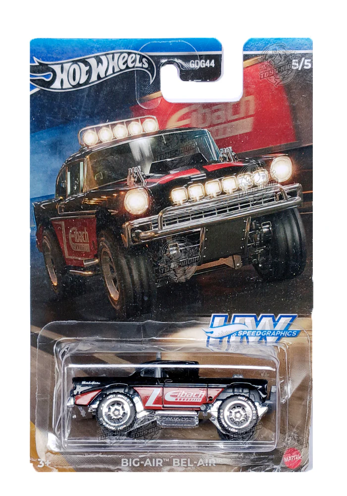 EXCLUSIVES Hot Wheels Premium Eibach Big-Air Bel-Air - Black / Brown - 2023 Card (Creased Card / Car in Excellent Condition) (With Protector Case)