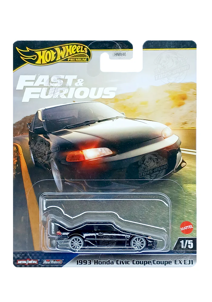 EXCLUSIVES Hot Wheels Premium Fast & Furious 1993 Honda Civic Coupe EX EJ1 - Black - 2025 Card (With Protector Case)