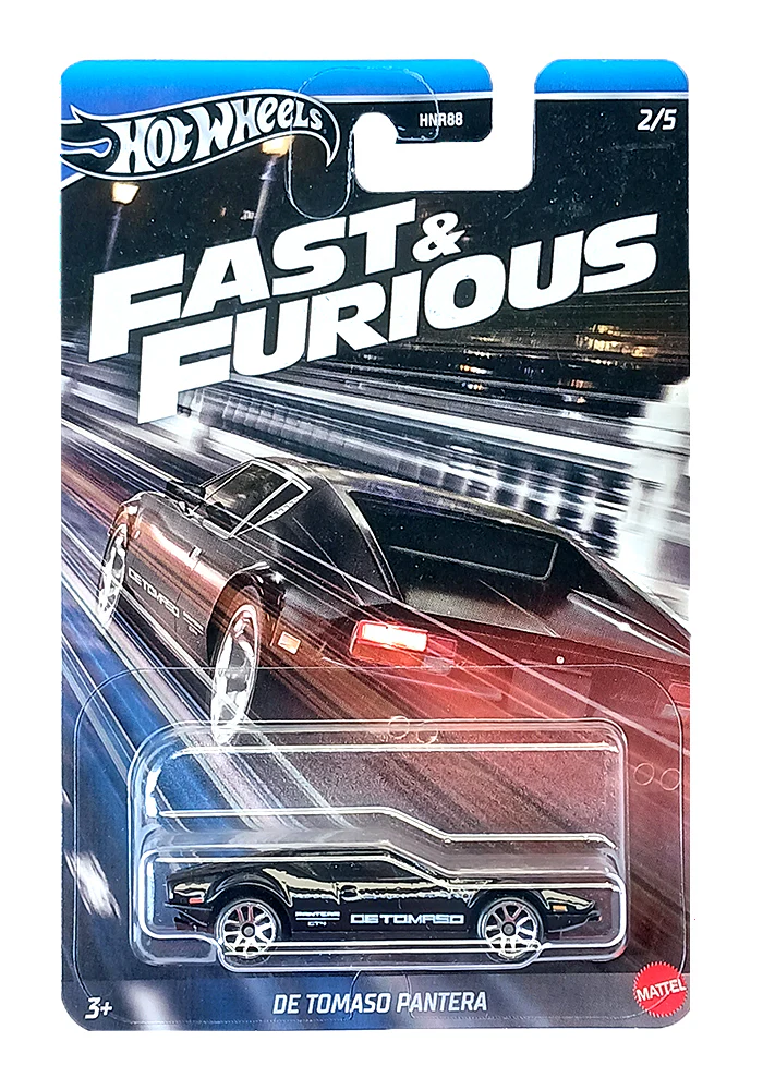 EXCLUSIVES Hot Wheels Premium Fast & Furious De Tomaso Pantera - Black - 2024 Card (With Protector Case)