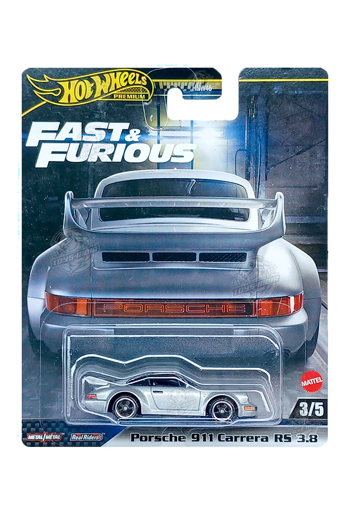 EXCLUSIVES Hot Wheels Premium Fast & Furious Porsche 911 Carrera RS 3.8 - Silver - 2025 Card (With Protector Case)