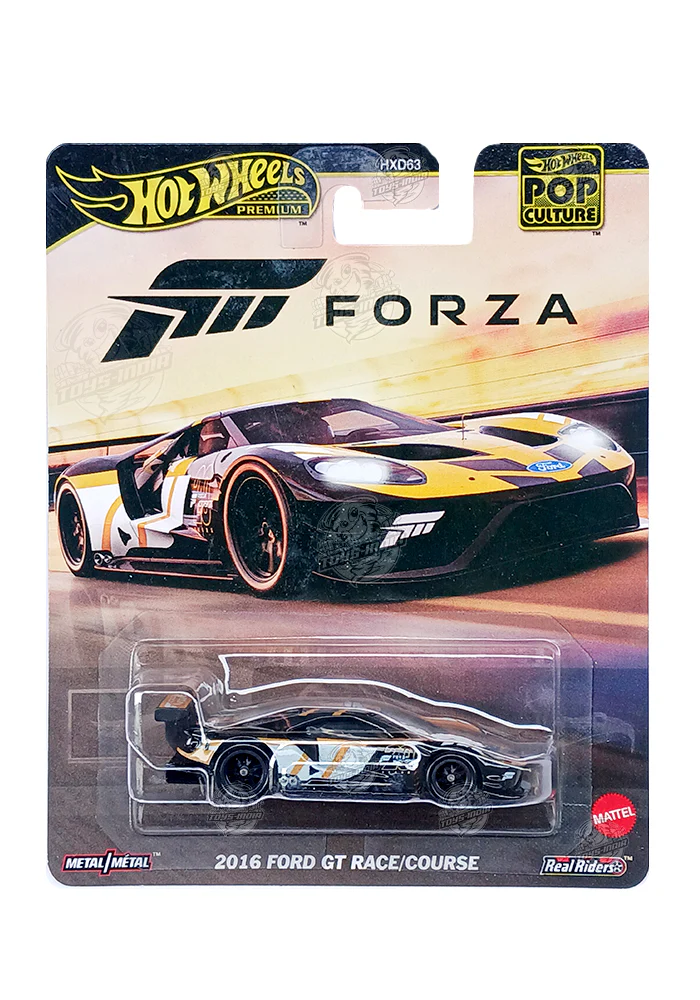 EXCLUSIVES Hot Wheels Premium Forza 2016 Ford GT Race Course - Yellow / Black - 2025 Card (With Protector Case)