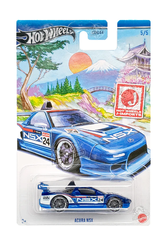 EXCLUSIVES Hot Wheels Premium J-Imports Acura NSX - Blue / White - 2023 Card (With Protector Case)